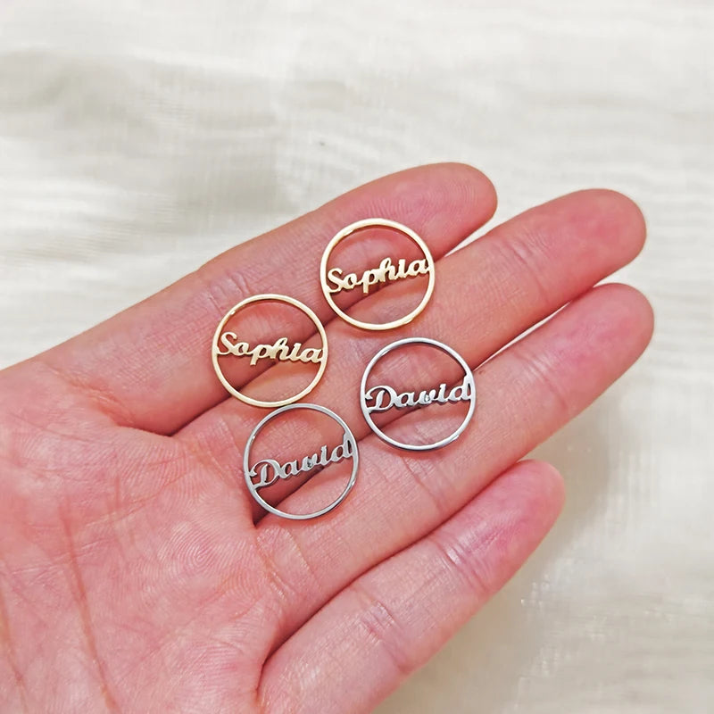 Personalized Name Circle Stud Earrings