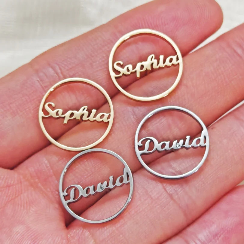 Personalized Name Circle Stud Earrings